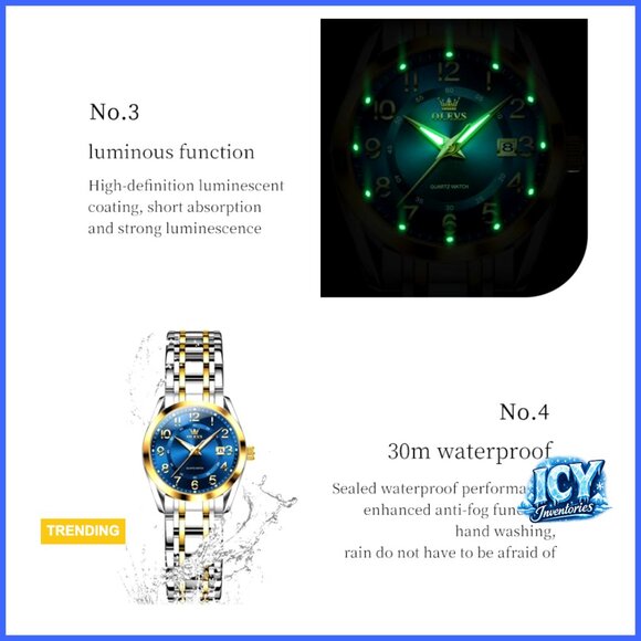 Stainless Steel Quartz Dress Watch Waterproof Luminous Date main image 7